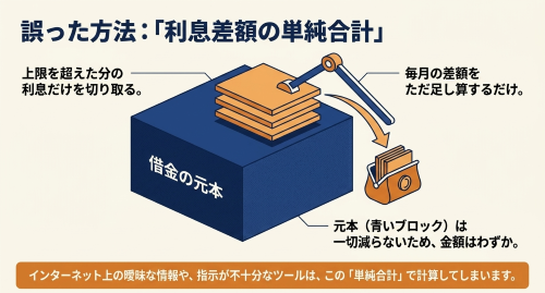 過払い金計算で誤った利息差額の単純合計