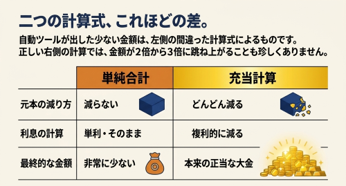 過払い金の単純合計と充当計算の違い